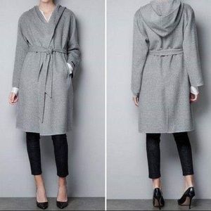 Zara Wool Hooded Belt Jacket Coat
